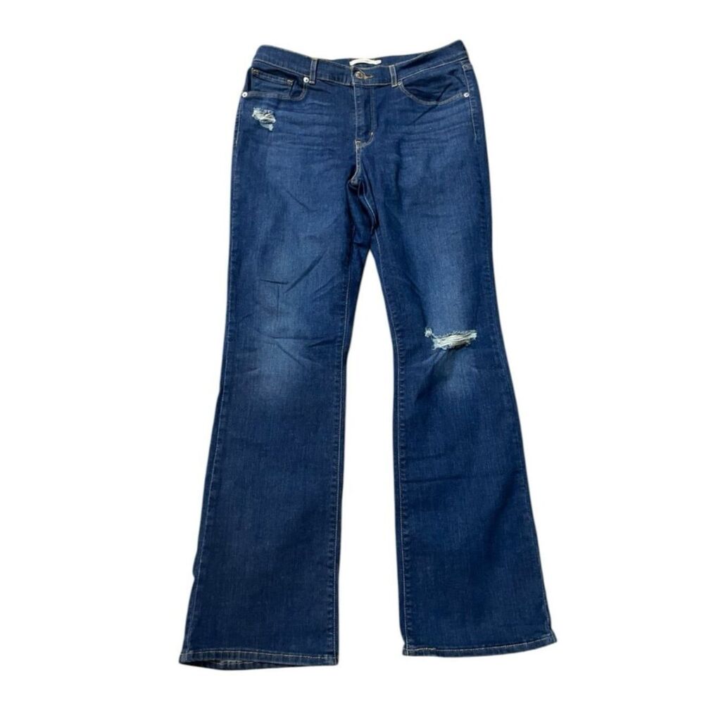 Levi’s Women’s Size 12 Dark Blue Jeans Factory Distressed Bootcut 33 x 32